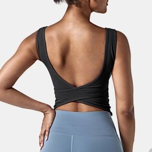 NWT Halara In My Feels U Neck Backless Crossover Workout Tank Top size L